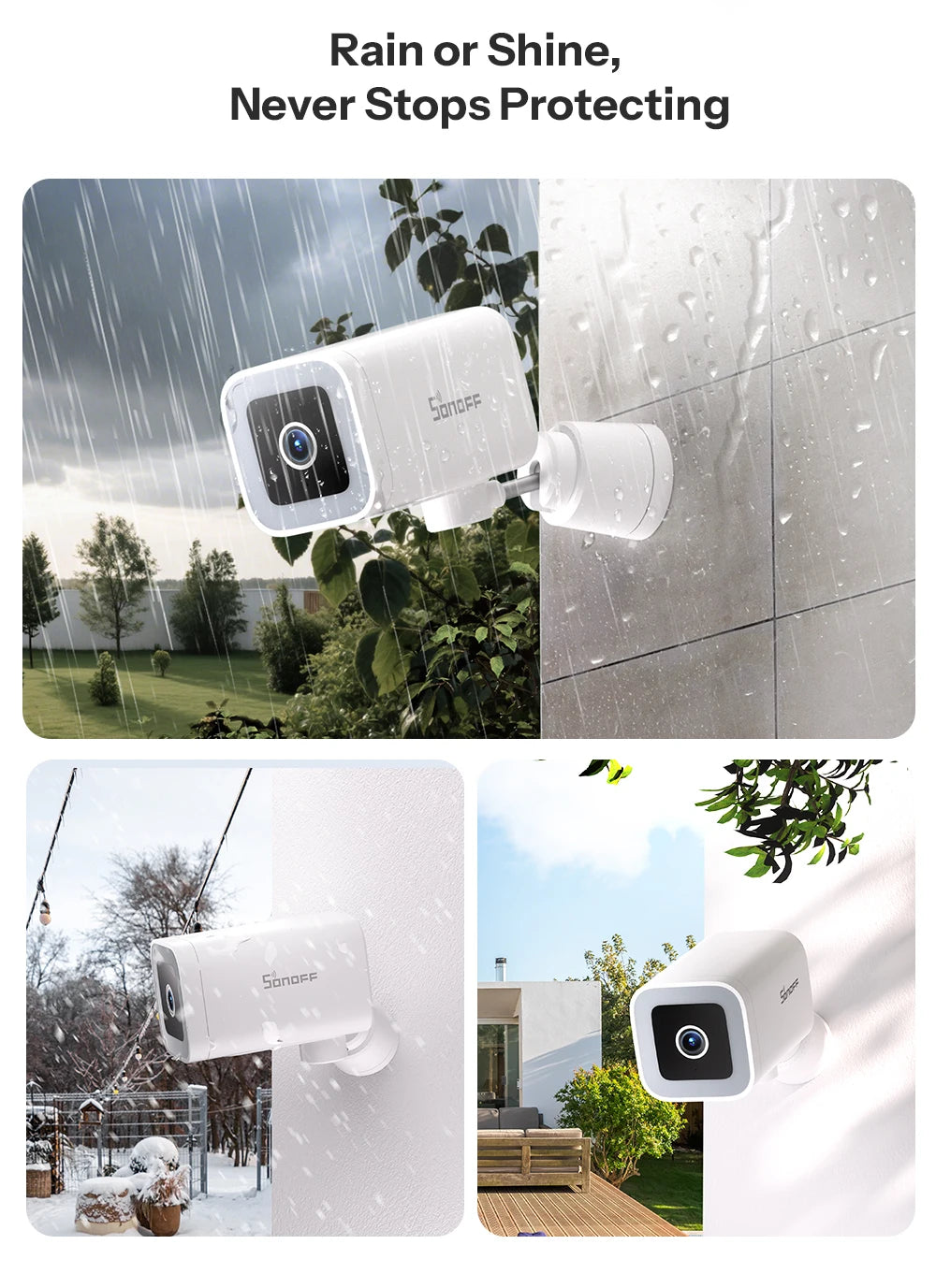 SONOFF CAM-B1P 2K HD Outdoor Smart Security Camera AI Human Detection IP65 Weatherproof Smart Tracking Full-Color Night Vision