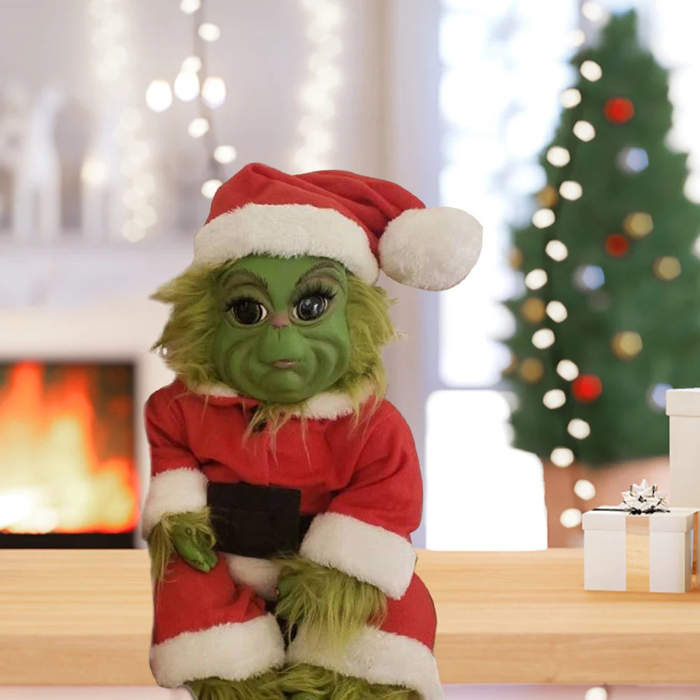 Christmas Baby Doll Soft for Grinch Doll Christmas Plush Doll Green Monster Doll Green Hair Monster Plush Toy Xmas Kids Gifts