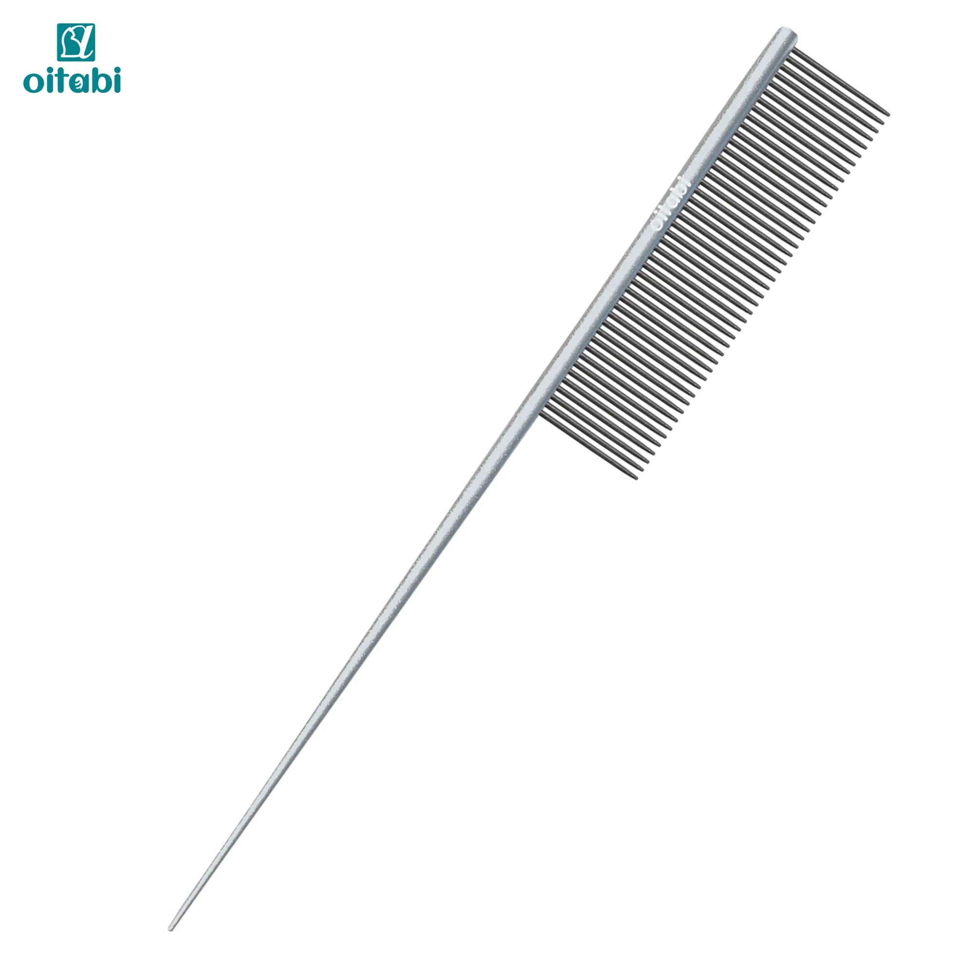 Oitabi Precision Tail Comb made with Bimetal, Finishing and Fluffing Comb for Grooming Paws Face and Tail | Tear Stain Removal