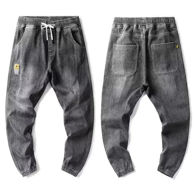 Western Style Men Streetwear Denim Jogger Pants New Spring Autumn Black Blue Cargo Jeans Men Baggy Harem Jean Trousers Plus Size - You Offer