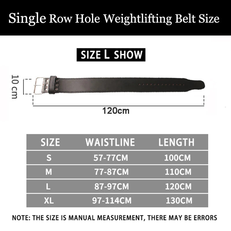 Leather Powerlifting Belt Black Single Prong Weightlifting Belt Gym Squat&Deadlift Adjustable Waist Protection Lumbar Brace