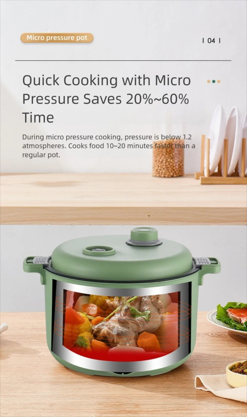 Easy 20cm Micro Pressure Cooker Non Stick Quick Heating Rice Cooker Anti-overflow 2 L Pressure Cooking Pot Student Dormitory - You Offer