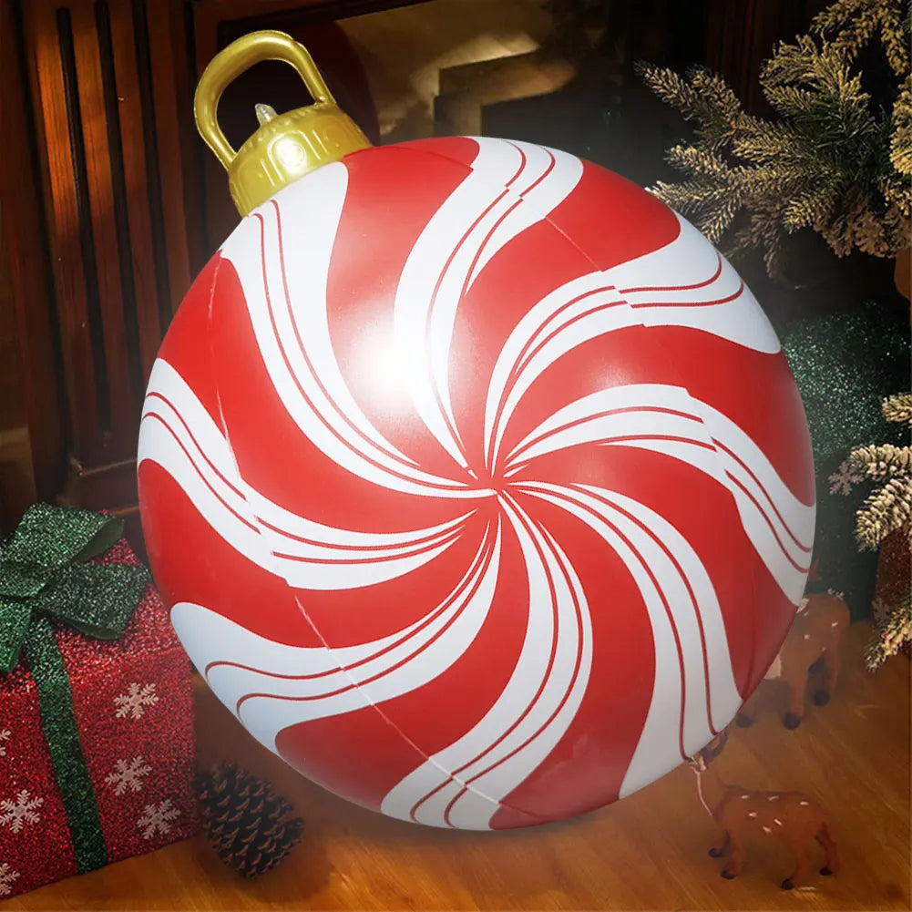 60cm Giant Inflatable Christmas Ball with Lights Remote Control Giant Luminous Inflatable Christmas Ball Outdoor Christmas Decor