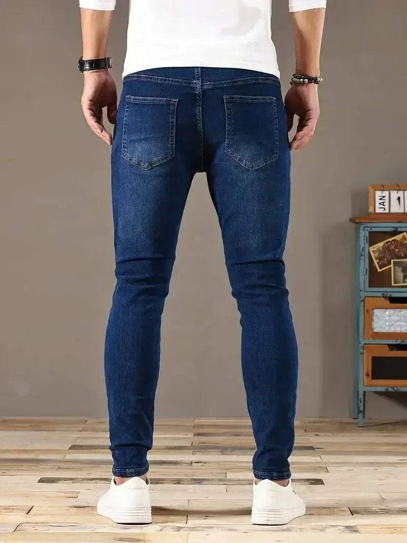 2025 - 2026 Spring New Mens Slim Fit Classic Skinny Jeans Casual Street Style Casual Mens Skinny Jeans Male Slim Fit Pencil Denim Blue - You Offer