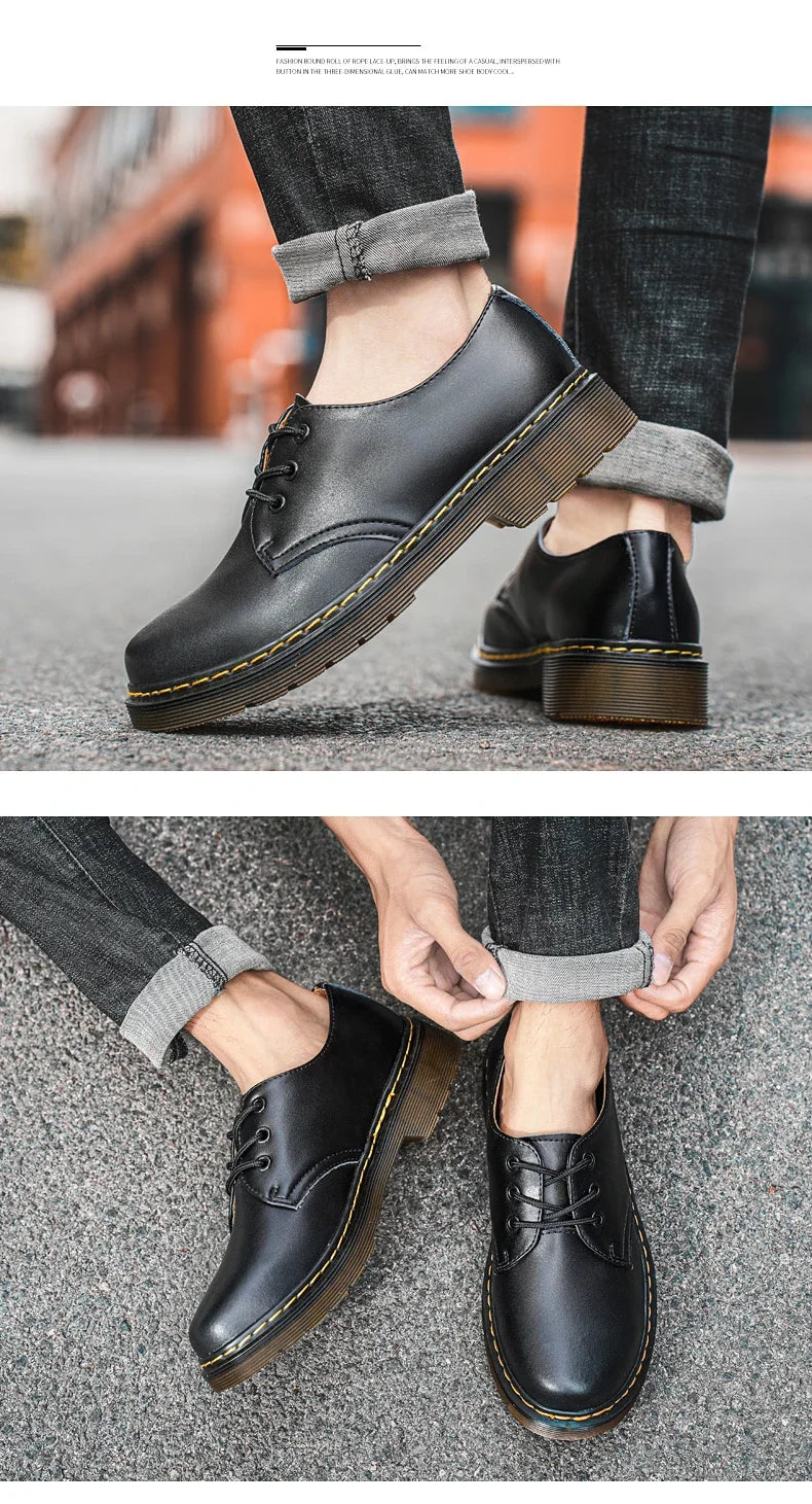 British Style Luxury Shoes Brand Thick Bottom Genuine Leather Oxford Shoes Lace Up Beef Tendon Outsole Work Shoes Casual