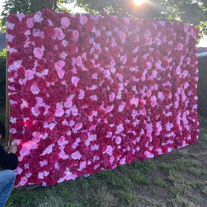 Pink Silk Rose Flower Wall Panels Artificial Flower for Wedding Decoration Baby Show Party Home Bedroom Backdrop Decor - You Offer
