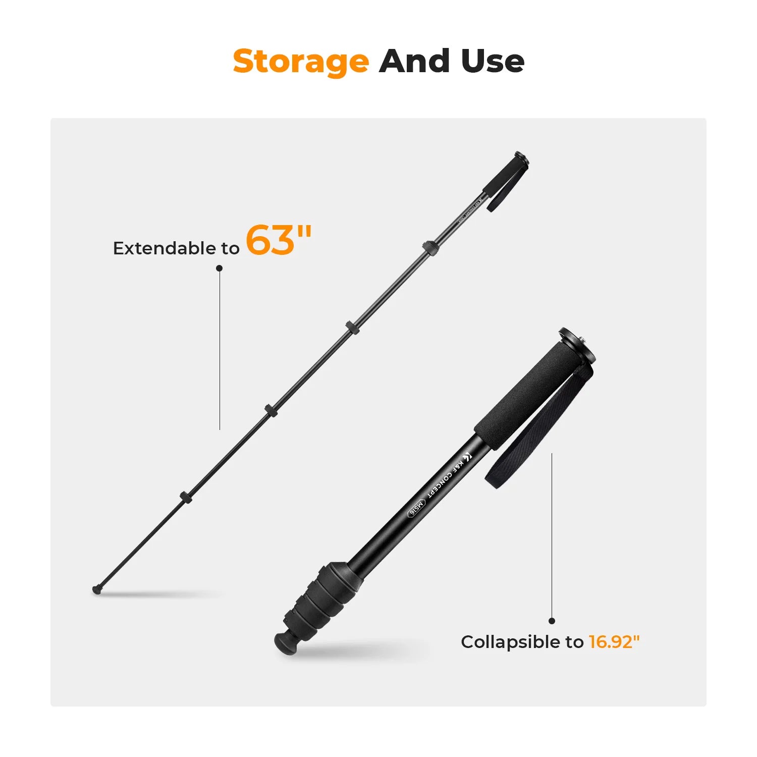 K&F Concept 63'' Camera Monopod 5-Section Height Aluminum Monopod Lightweight Portable Cameras Accessories For Nikon Canon Leica