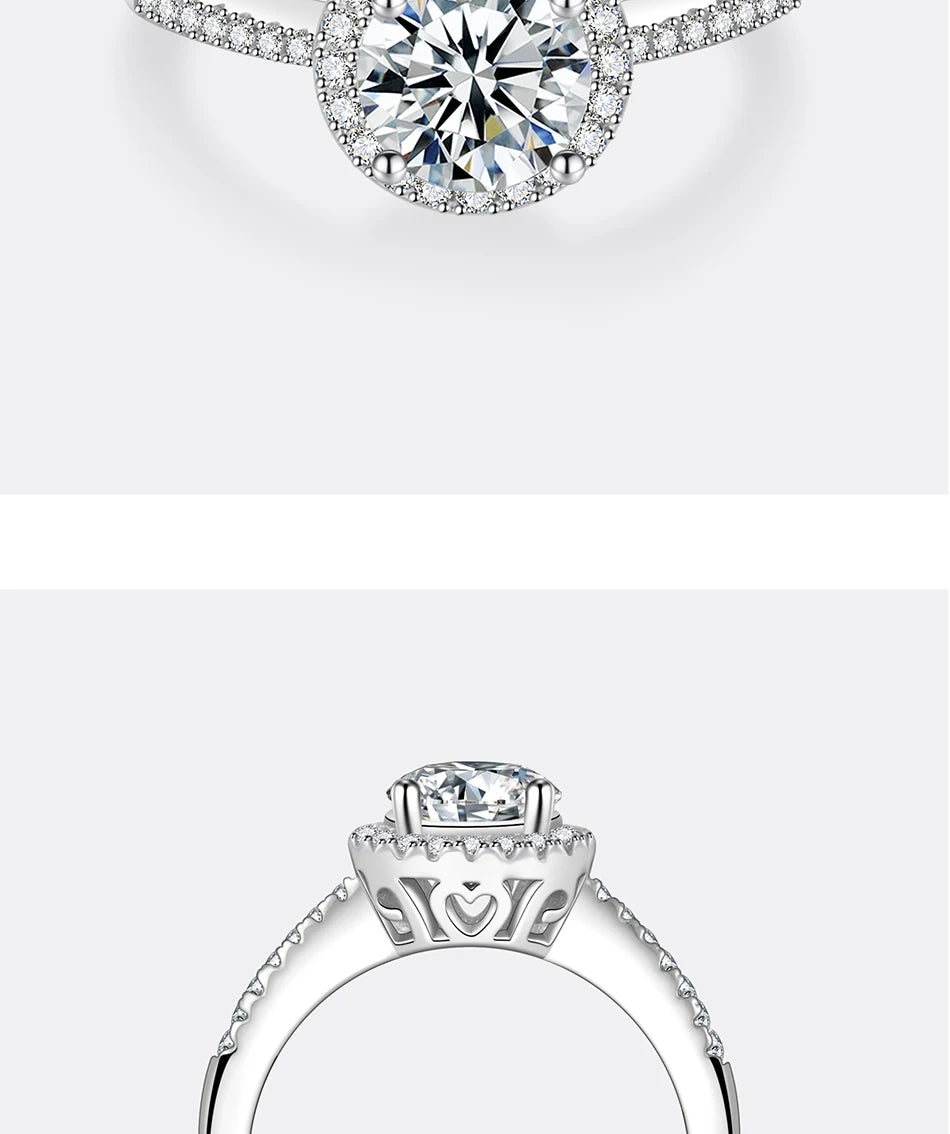 PERFANY Moissanite Ring For Women S925 Pure Silver Plated 18K White Gold Round Diamond Proposal Wedding High-end Jewelry - You Offer