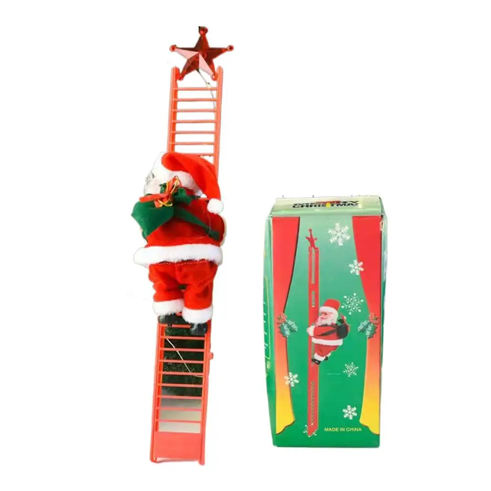 2025 Santa Claus Doll Climbing Ladder with Music Doll, Christmas Tree Ornaments Decorations For Home Navidad New Year Kids Gift