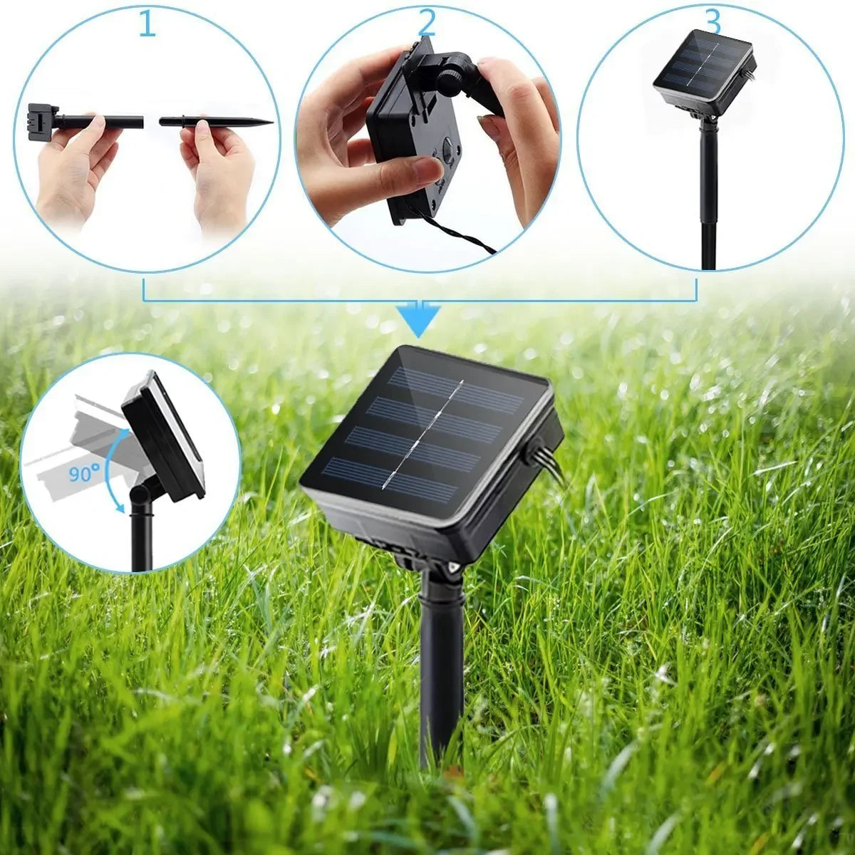 Star Moon Solar Battery String Lights 8Mode Outdoor Christmas Garland LED Fairy Light for Ramadan Festoon Wedding New Year Decor