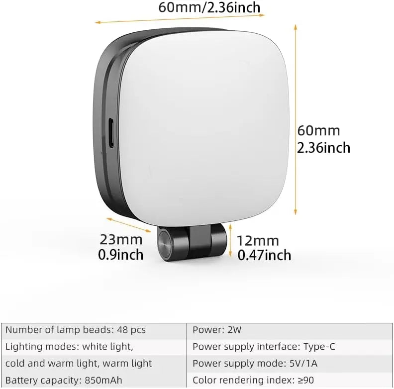 Mini Magnetic Selfie Fill Light - 3 Color Modes, Adjustable Brightness,for Mobile Phones & Computers