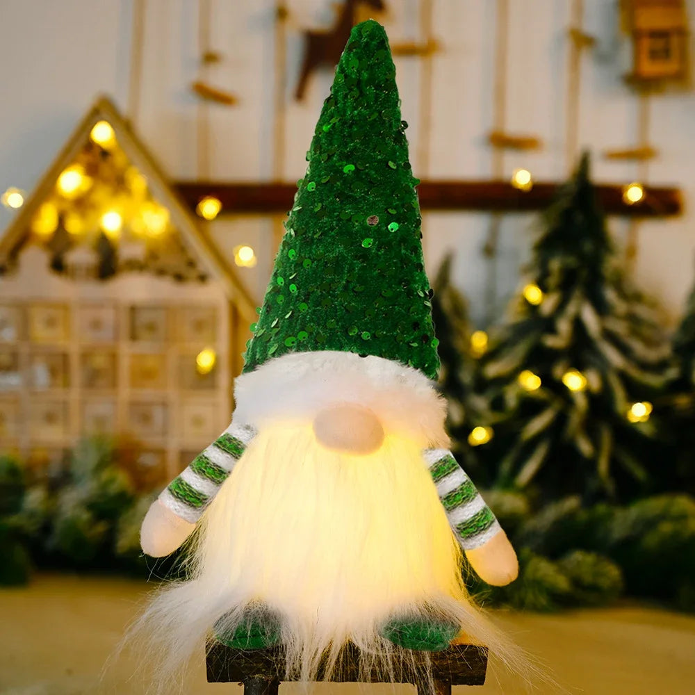 Christmas Decorations, Long Beard, Plush Hat, Light, Gift Holder, Walking Stick, Rudolph Doll, Window Display Item Navidad