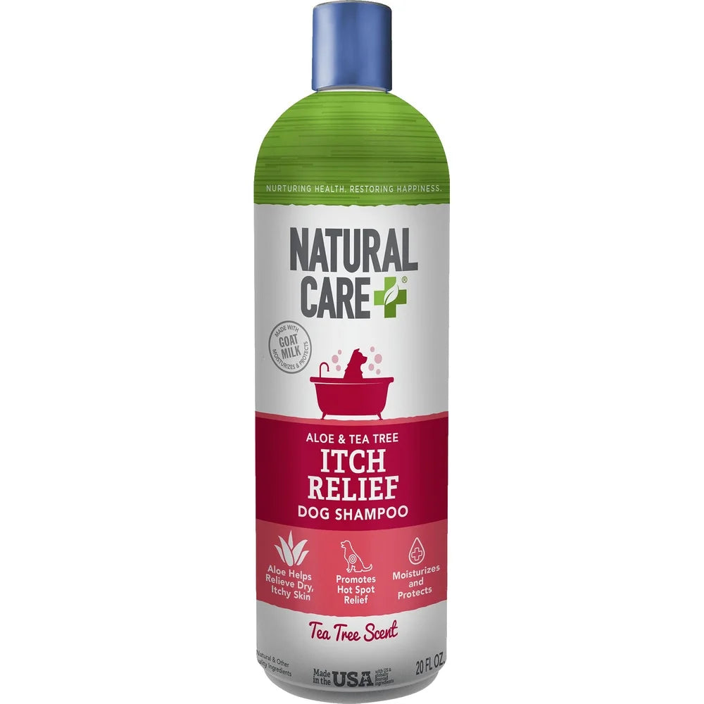 Itch Relief Shampoo Dogs Tea Tree Oil Alcohol Free Gentle Cleansing Sensitive Skin Plant-Based Ingredients Biodegradable 20oz