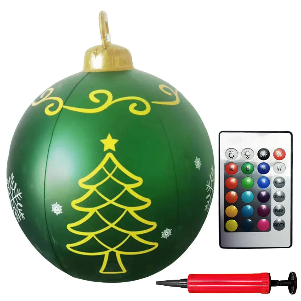 60cm Giant Inflatable Christmas Balls Light Up PVC Big Balls Xmas Tree Decorations Outdoor Holiday Yard Lawn Christmas Balloon
