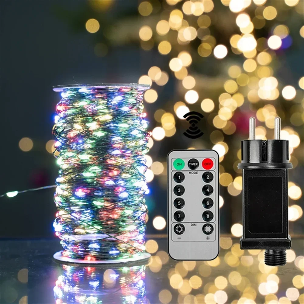 LED Green Wire Led String Fairy Lights US/EU Plug 110V/220V Waterproof LED Christmas Tree Holiday Home Garden Decoration Xmas