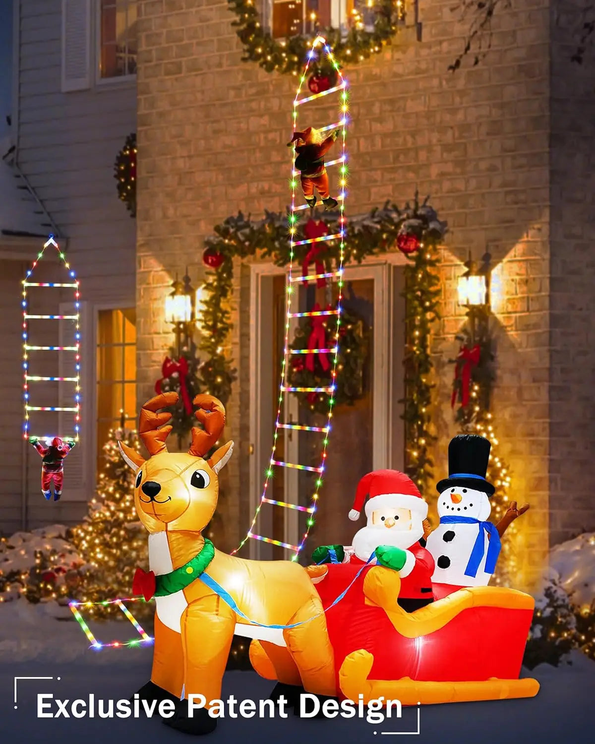LED Christmas Decorations Fairy lamp Santa Claus Climbing Ladder Light USB Plug 8 Modes for Home Holiday Wall Window Xmas Decor