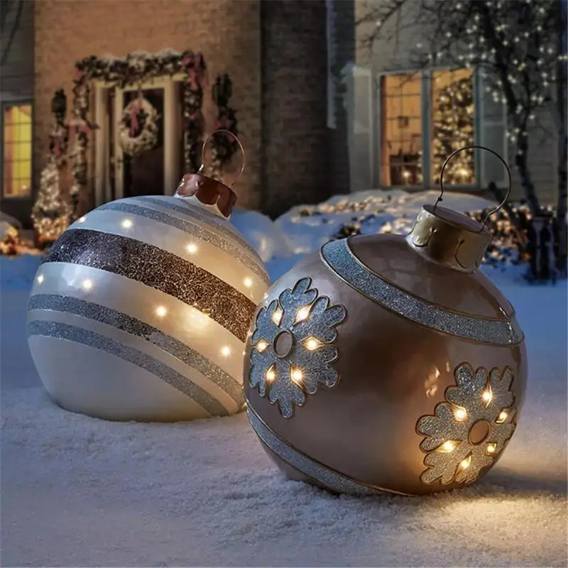 60cm Outdoor Christmas Inflatable Decorated Ball PVC Giant Big Large Balls Party Xmas Tree Decorations Toy Ball Without Light