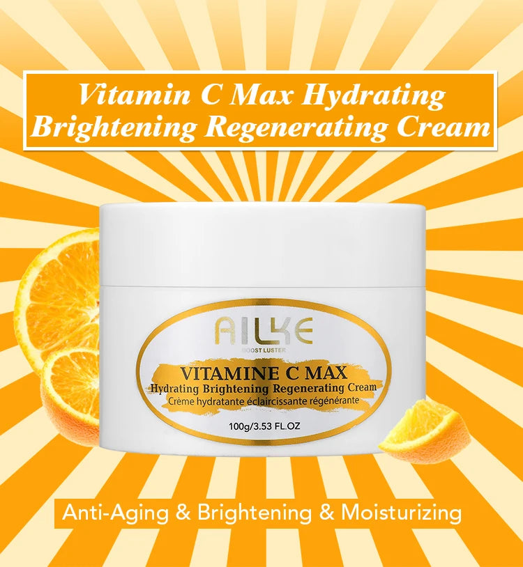 AILKE Lightening Body Cream, With Vitamin C, Hyaluronic Acid, Shea Butter, Reduce Black Spots, Even Skin Tone, Hydration Lotion