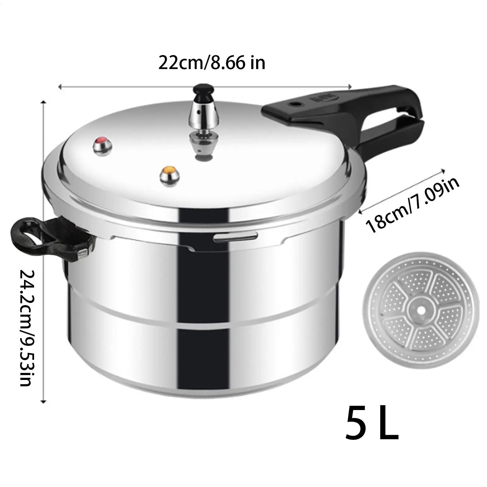 Pressure Cooker Pot 5L Grain Cooker With Steamer Insert Cooking Pot Aluminum Alloy Cookware For Poultry Meat Vegetable Seafood - You Offer