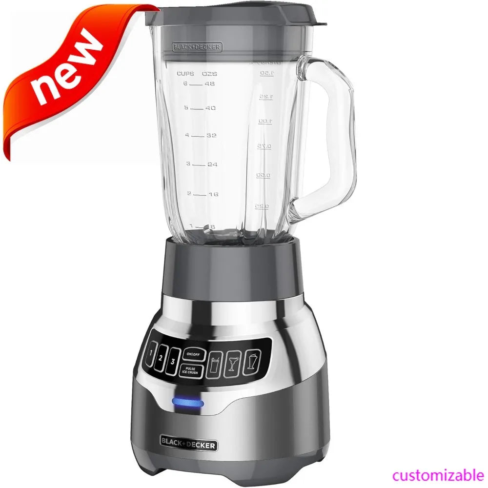 NEW-BLACK+DECKER PowerCrush Digital Blender With Quiet Technology, Stainless Steel, BL1300DG-P