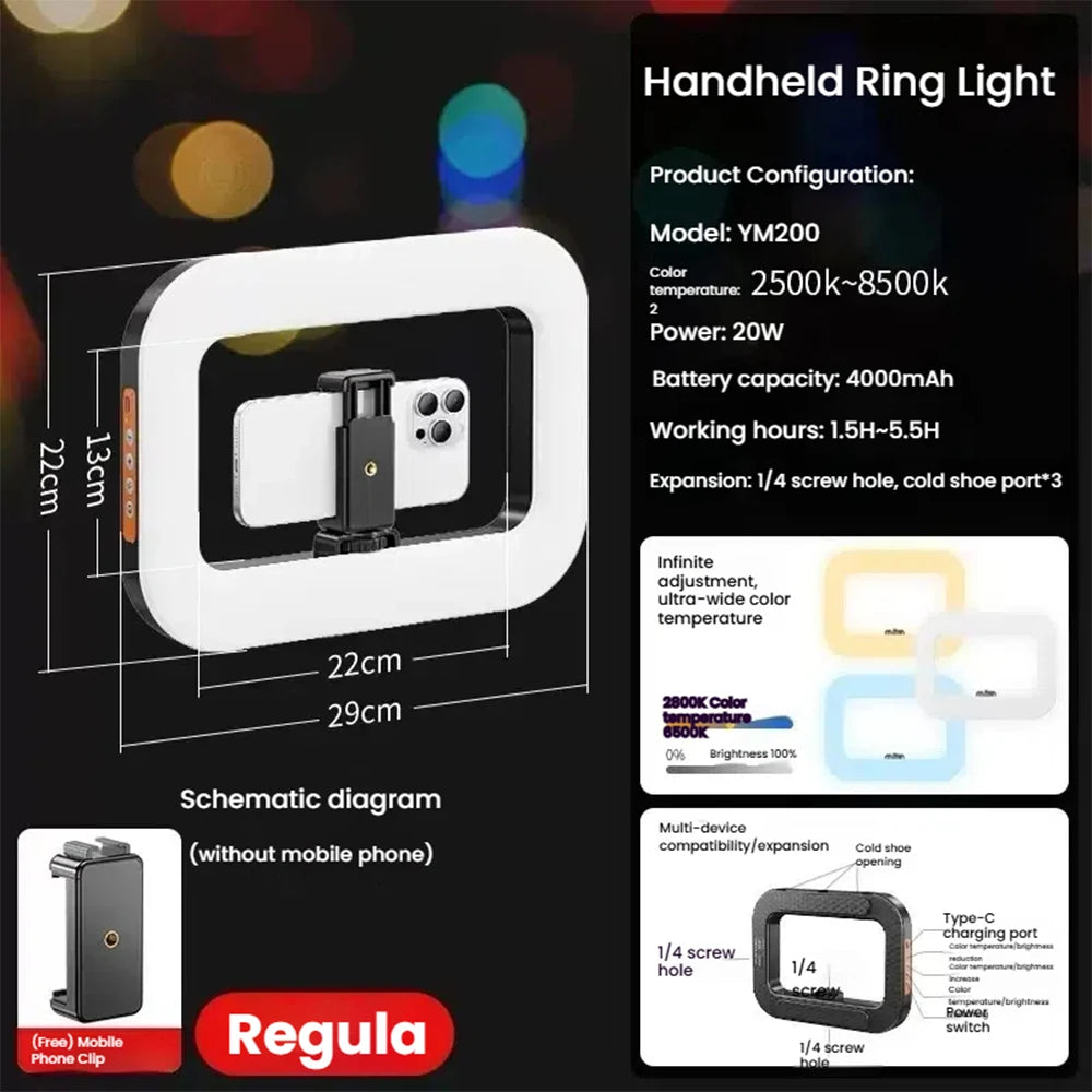 Live Fill Light Rechargeable 4000mAh Adjustable Brightness LED Lights Phone Camera Selifie Light Photo Graphy Portable LED Light