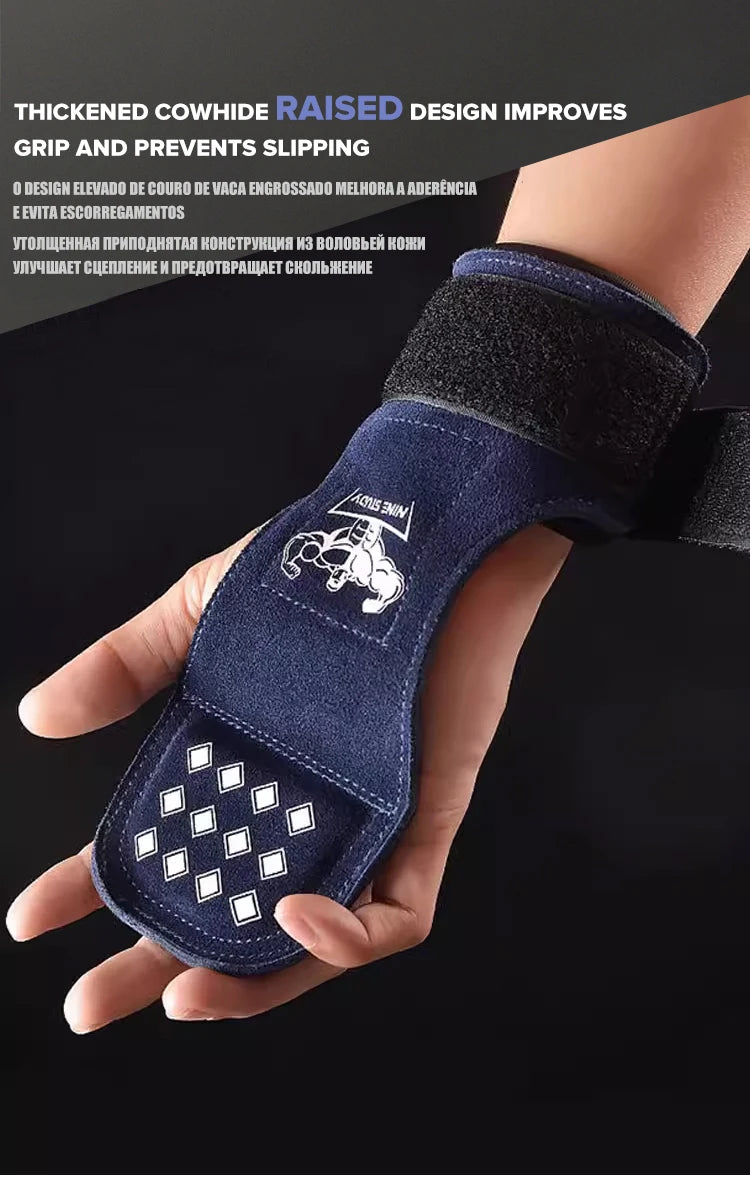 Cowhide Lifting Straps Grips Gym Fitness Sport Gloves Anti-Skid Pads For Deadlift Workout Strength Training