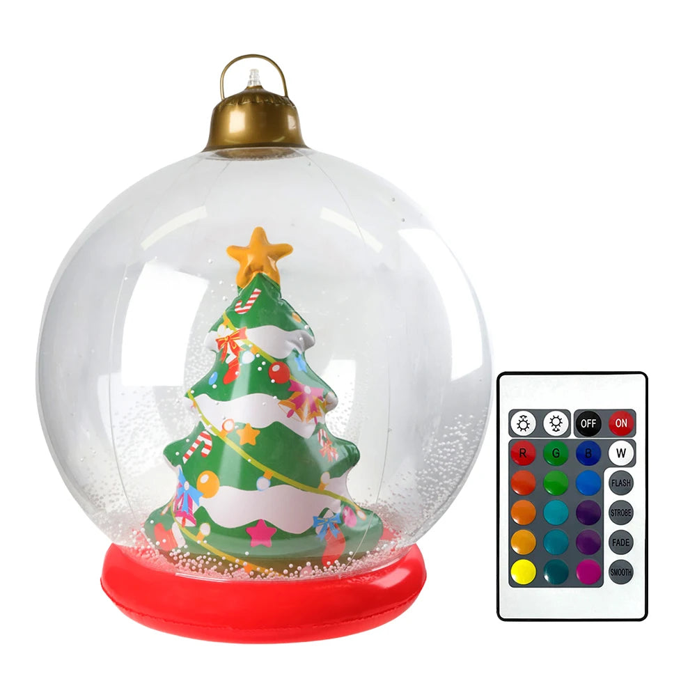 60cm Giant Inflatable Christmas Ball with Lights Remote Control Giant Luminous Inflatable Christmas Ball Outdoor Christmas Decor