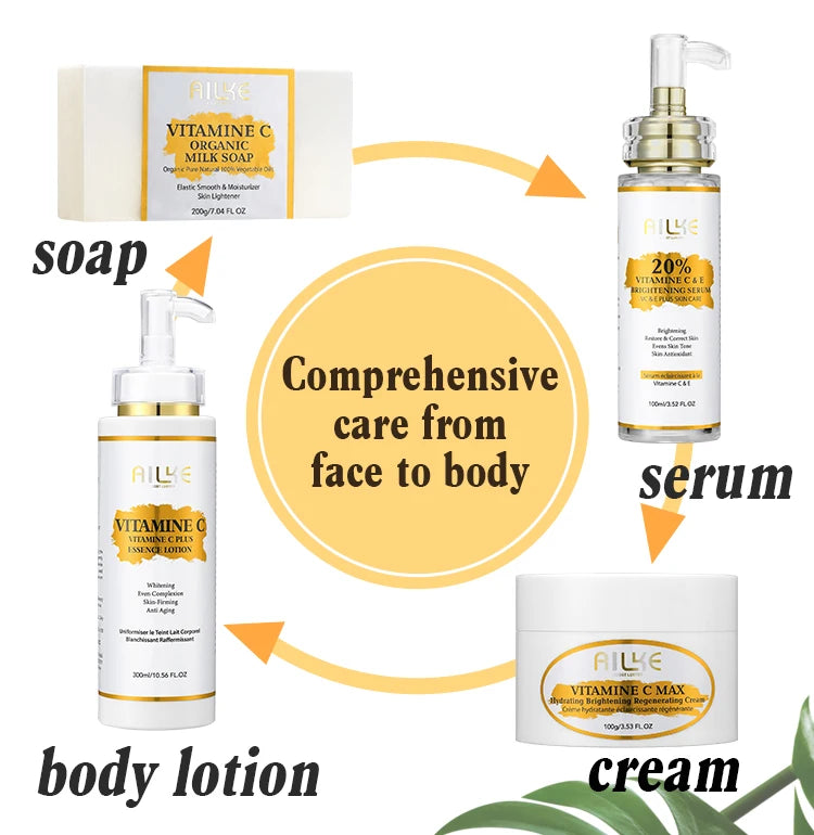 AILKE Lightening Body Cream, With Vitamin C, Hyaluronic Acid, Shea Butter, Reduce Black Spots, Even Skin Tone, Hydration Lotion