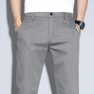 Spring Summer Classic Men's Casual Pants Stretch Slim Business Cotton Trousers Fashion Zippered Pocket Thin Men Pants Korean - You Offer