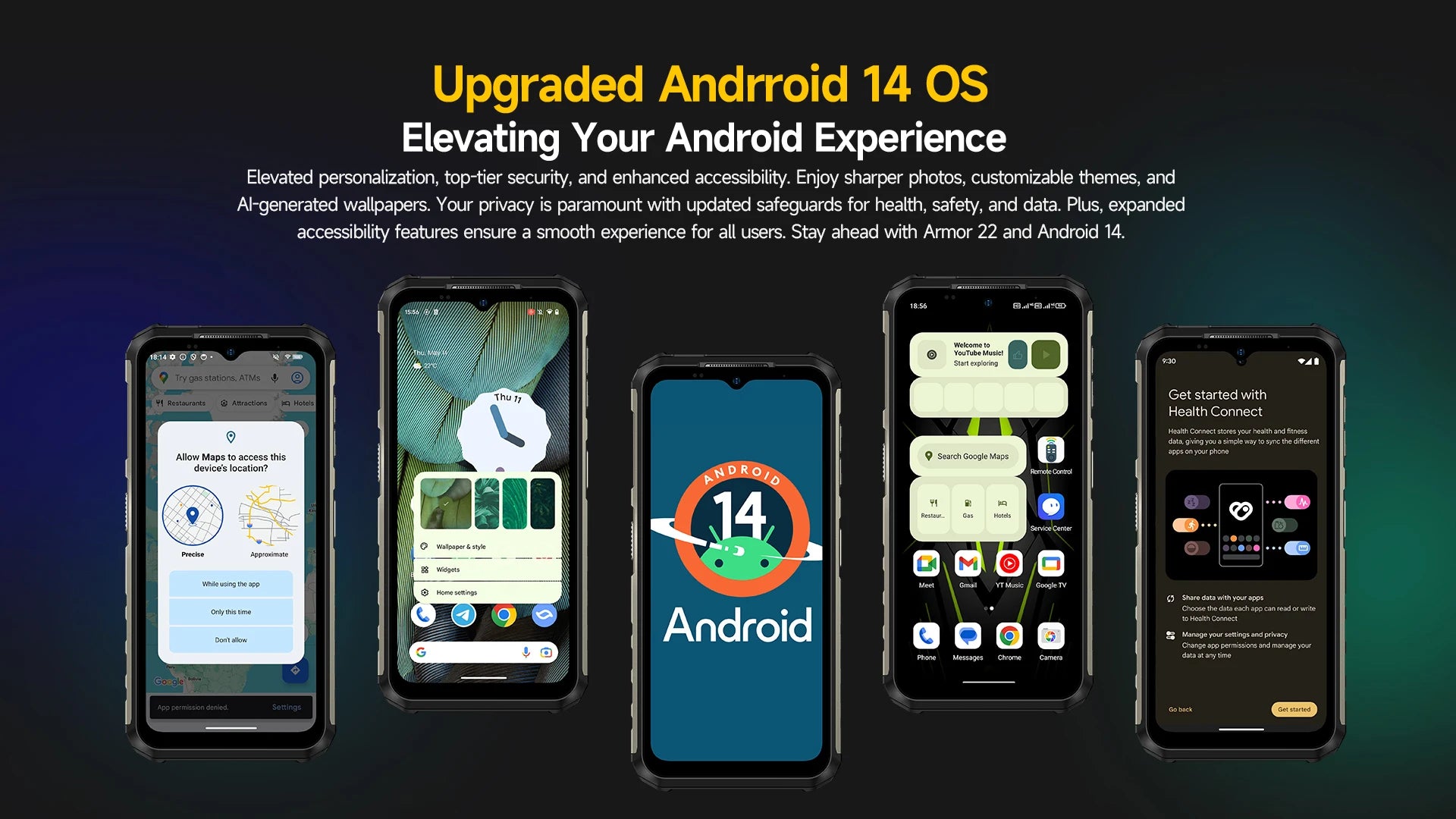 Ulefone Armor 22 Android 14,16GB (8+8GB RAM ),128GB/256GB ROM, 6.58" 120Hz ,6600mAh 33W,NFC,64MP Night Camera, Global Version
