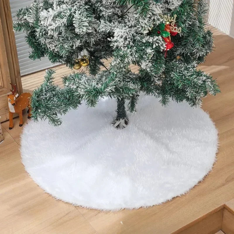 78/120cm White Faux Fur Tree Skirt Plush Carpet Mat for Christmas Tree 2026 Xmas Decoration Holiday New Year Ornament Home Decor