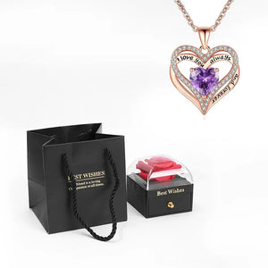 Heart Pendant Necklaces For Women With Rose Flower Gift Box Girlfriend Mother Family Birthday Fashion Romantic Surprise Gifts - You Offer