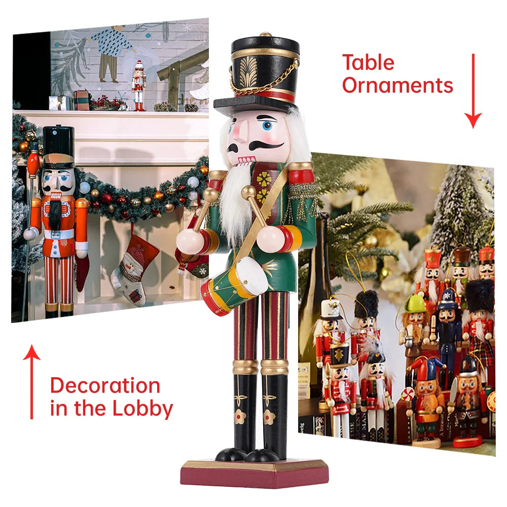 30cm Nutcracker Handmade Soldier Puppet Wooden Model Doll Christmas Tree Ornament Home Table Decoration