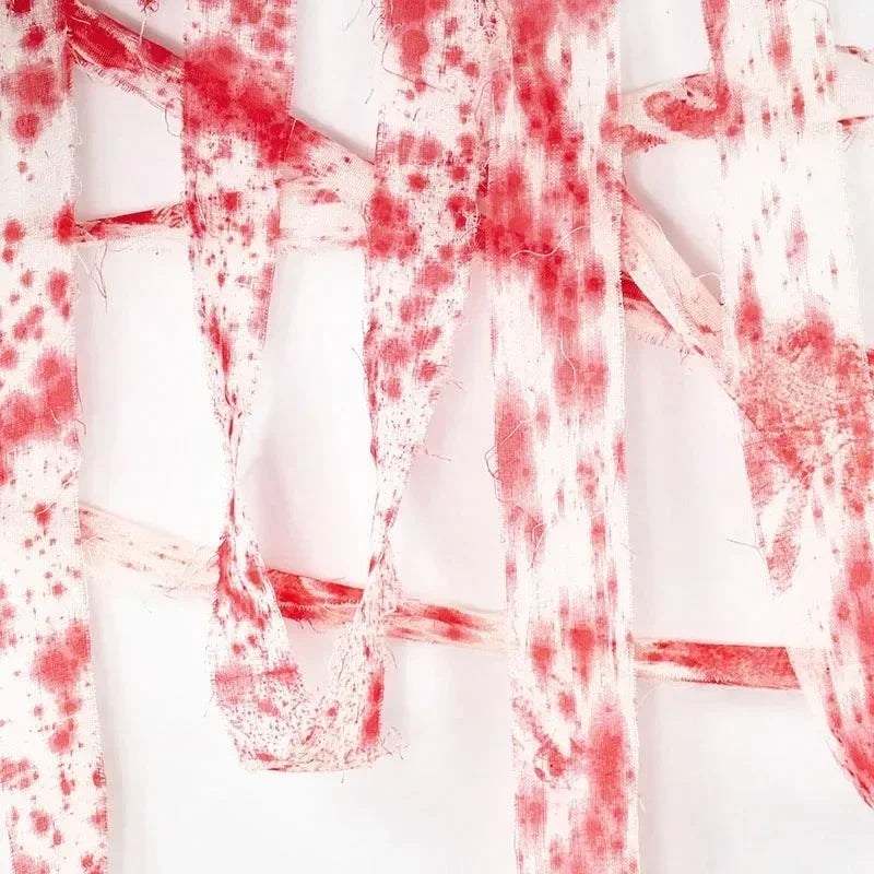Halloween Bloody Gauze Roll Bloody Bandage  Wrap Fake Blood Creepy Costume Gauze Mummy Zombie Costume Accessories Party Decor
