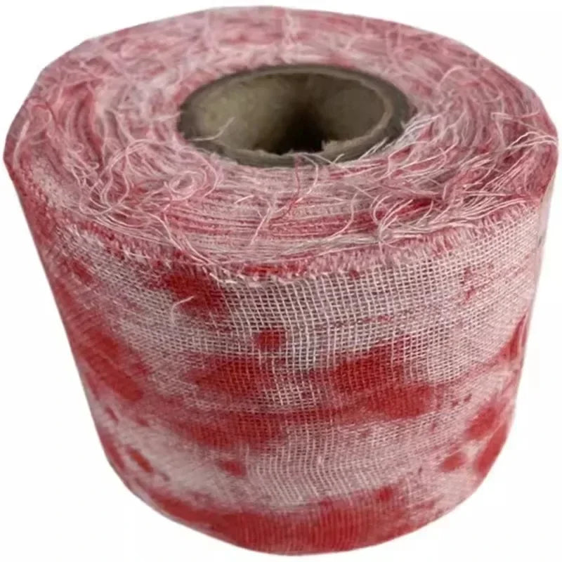 Halloween Bloody Gauze Roll Bloody Bandage  Wrap Fake Blood Creepy Costume Gauze Mummy Zombie Costume Accessories Party Decor