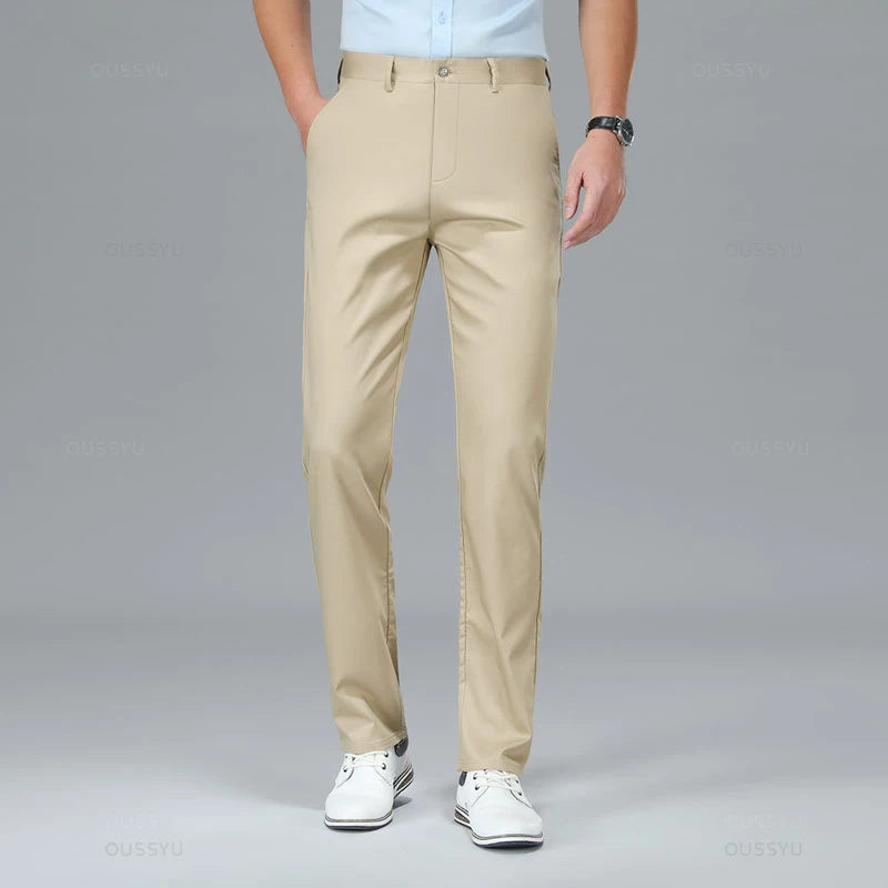 Spring Summer High Quality Luxury Straight Business Suit Pants Men Bamboo Fiber Designer Elegant Casual Long Formal Trouser Male - You Offer