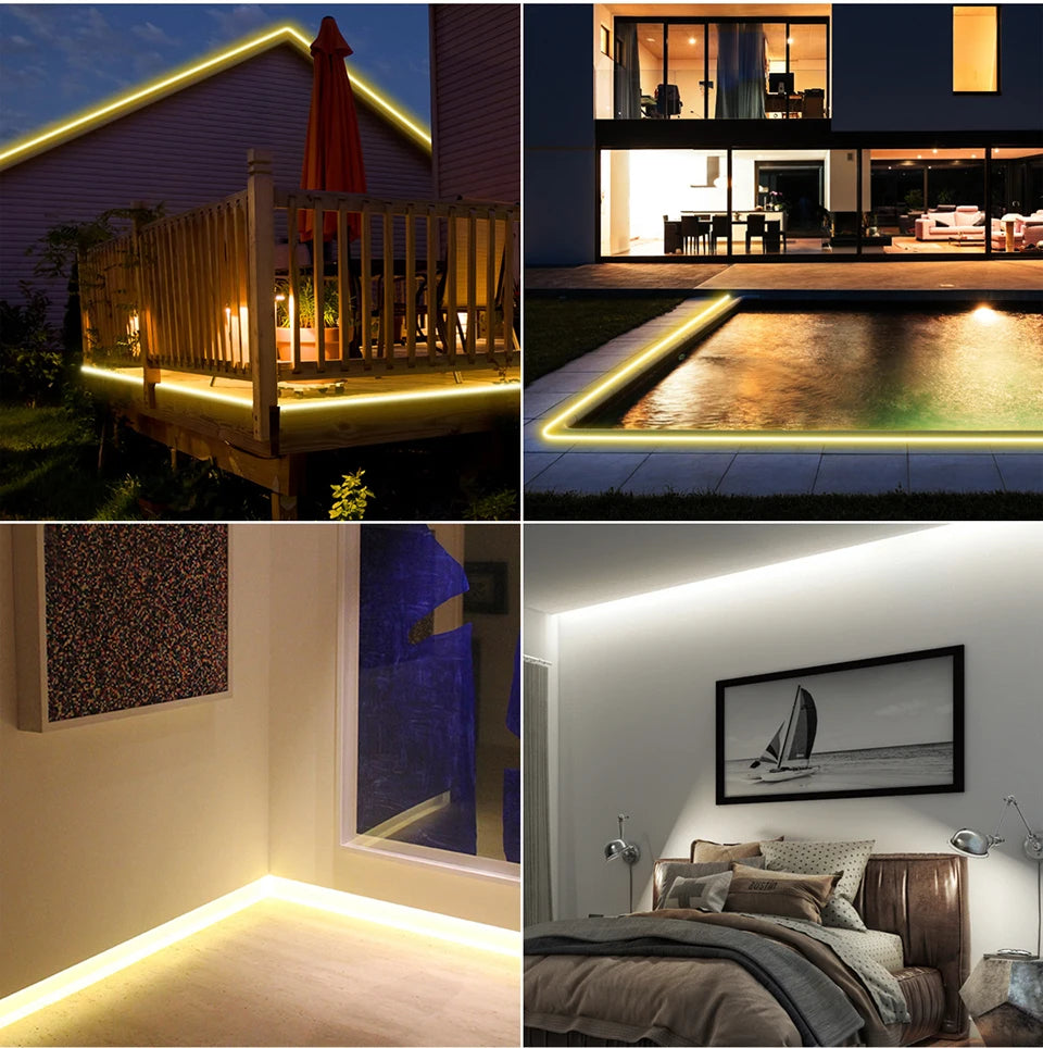 35M 20M Set COB LED Silicone Tube Strip Light 220V 110V Waterproof High Lumen For Outdoor Villa Garden Swimming Pool Yard Decor
