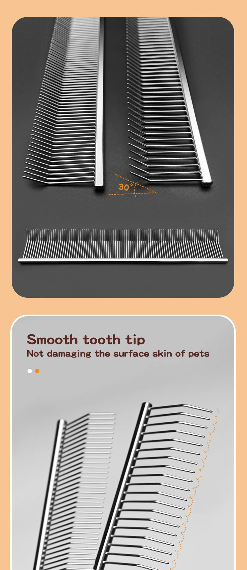 Pet grooming comb with curved hook, deep hair picking and fluffy texture, pet trainer beauty, curved teeth comb