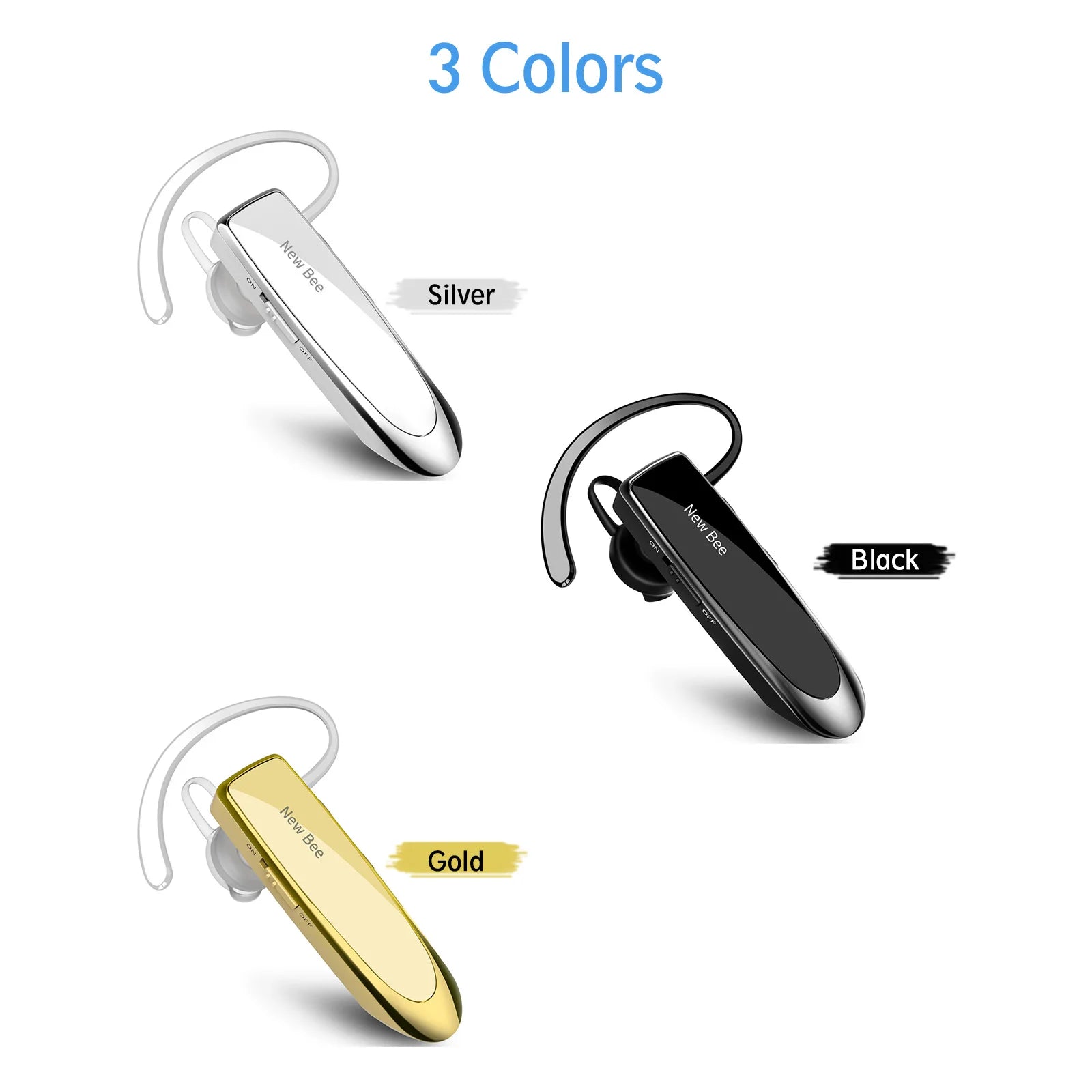 NEWBEE Single Wireless Bluetooth Headset Earphone Noise Cancelling Mic Sports Headphone Hands-Free Earbuds 24 Hrs Driving Office