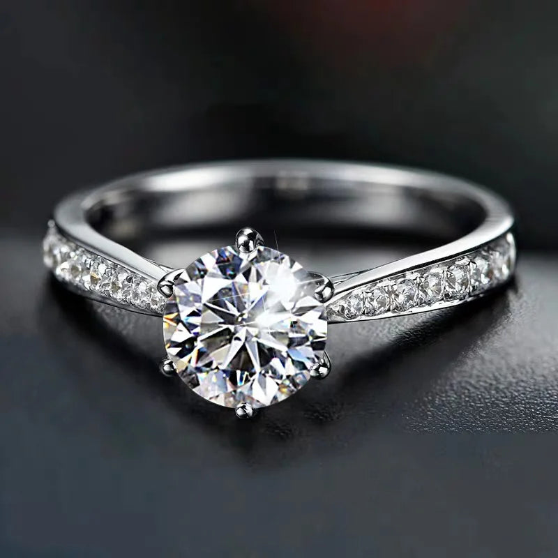 Hot Luxury Crystal 925 Sterling Silver Diamond Ring For Woman Beautiful Moissanite Ring Fashion Noble Wedding Party Jewelry - You Offer