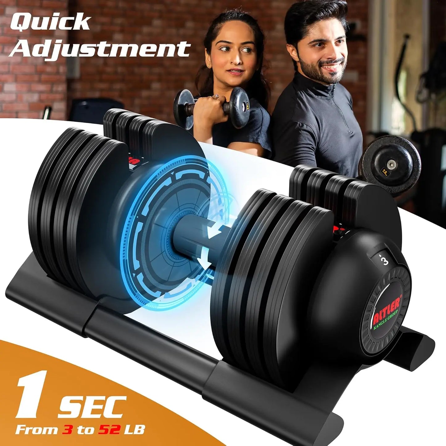 Dumbbell,22LBS 44LBS 52LBS Dumbbell Set with Tray for Fitness, Fast Adjust Weight by Turning - You Offer