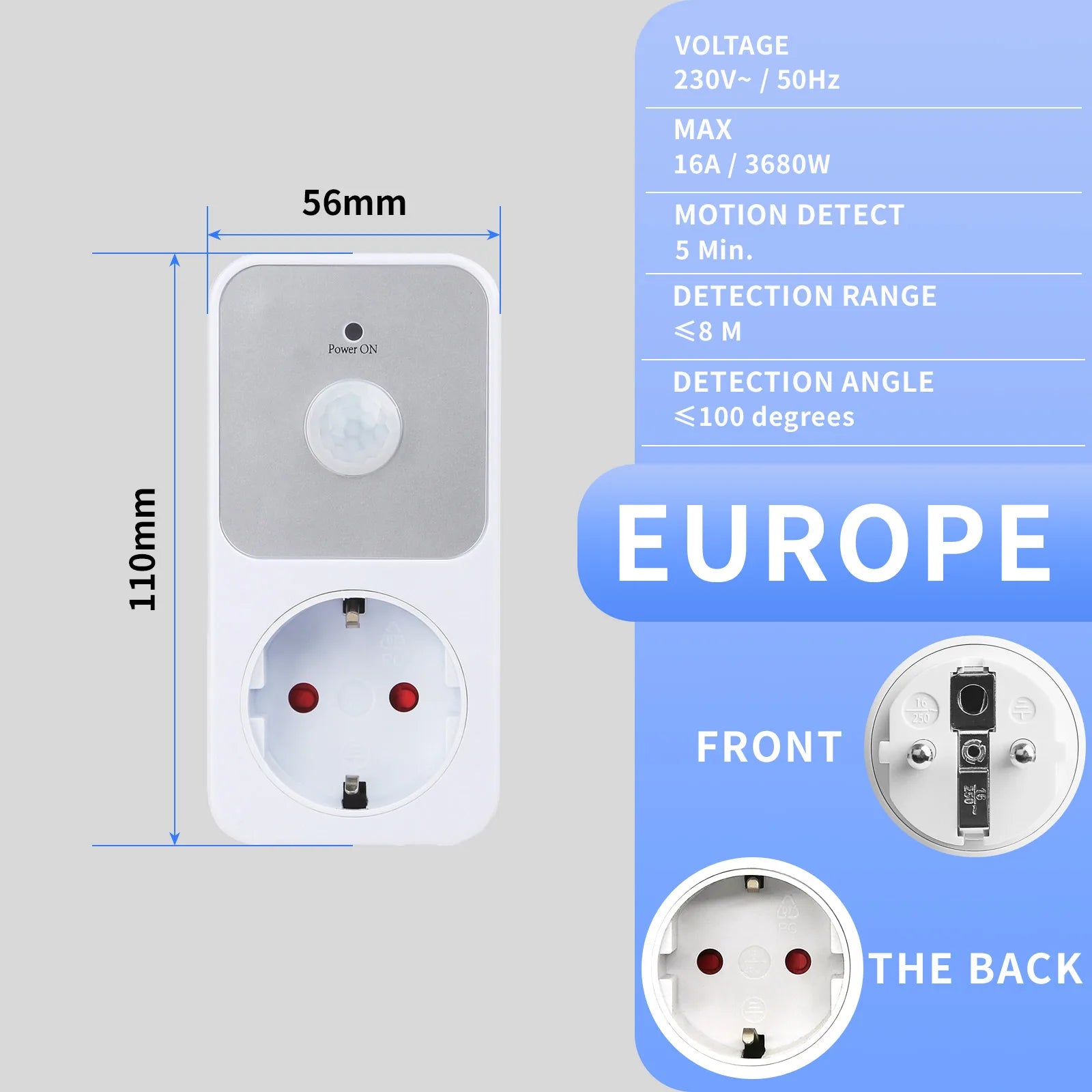 YICHENG Motion Activated Power Socket Electrical Outlet Motion Detection Sensor Security Garage Light ,PIR Sensor Socket