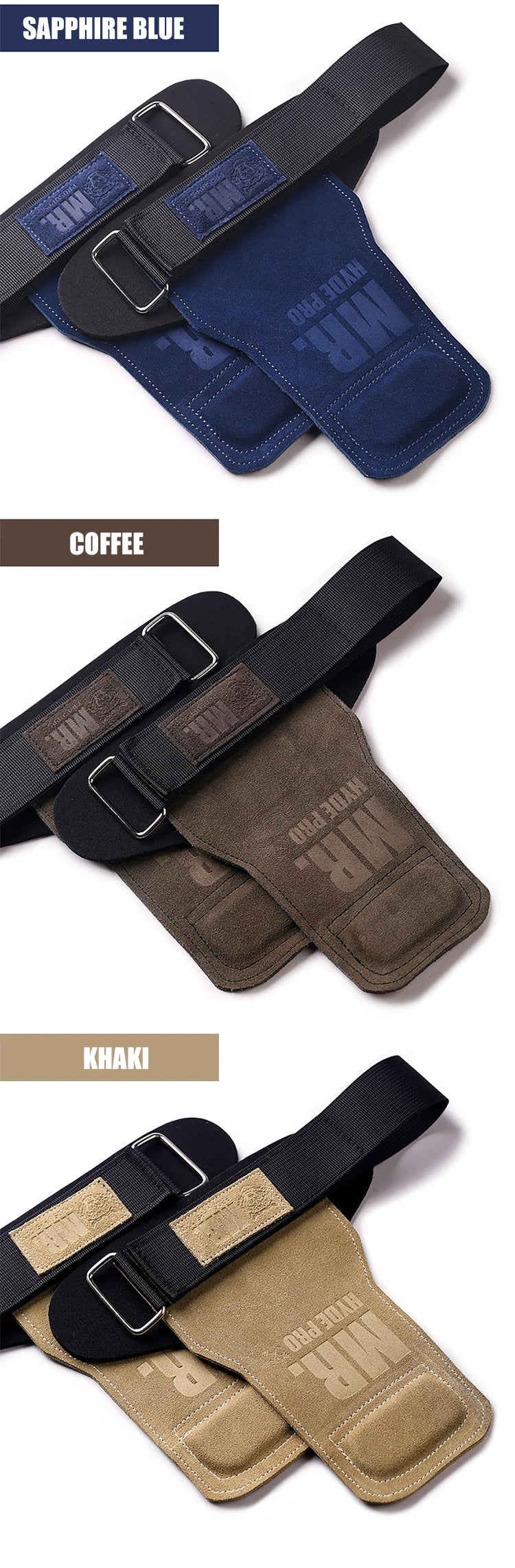 Cowhide Lifting Straps Grips Gym Fitness Sport Gloves Anti-Skid Pads For Deadlift Workout Strength Training