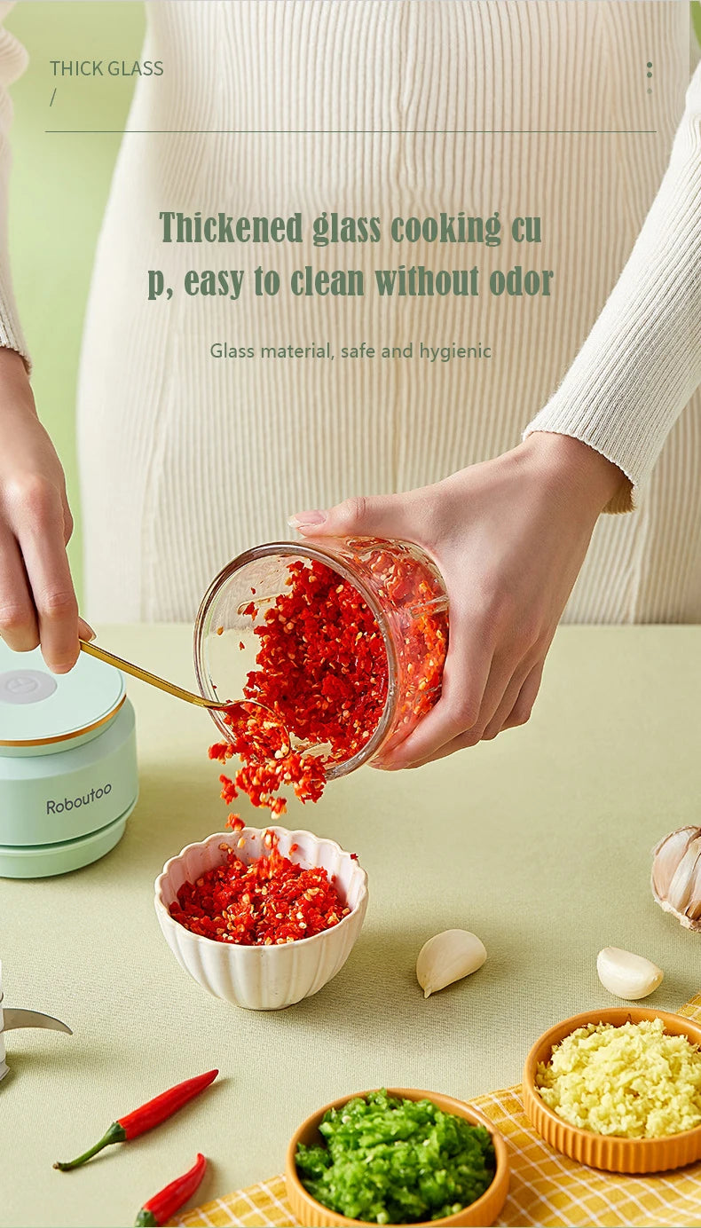 Mi Glass Electric Garlic Crusher Portable Fresh Meat Chopper USB Charging Ginger Chili Vegetable Masher Machine Kitchen Tool