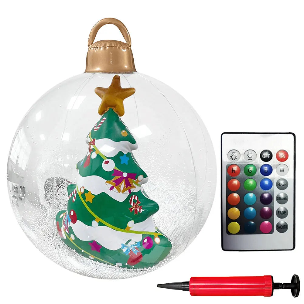 60cm Giant Inflatable Christmas Balls Light Up PVC Big Balls Xmas Tree Decorations Outdoor Holiday Yard Lawn Christmas Balloon