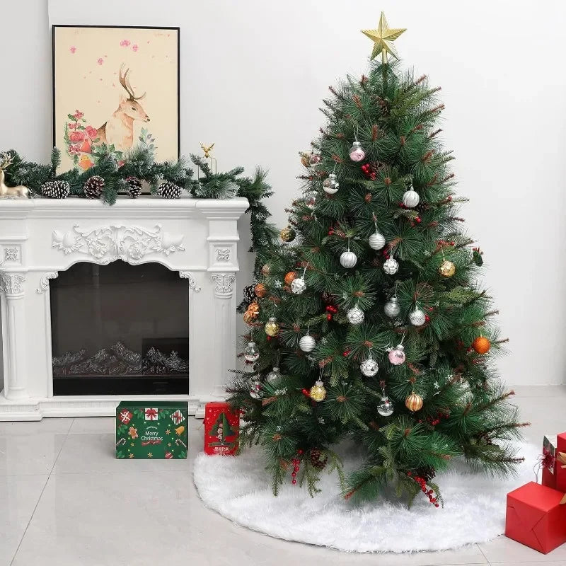 78/120cm White Faux Fur Tree Skirt Plush Carpet Mat for Christmas Tree 2026 Xmas Decoration Holiday New Year Ornament Home Decor