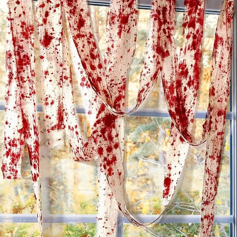 Halloween Bloody Gauze Roll Bloody Bandage  Wrap Fake Blood Creepy Costume Gauze Mummy Zombie Costume Accessories Party Decor