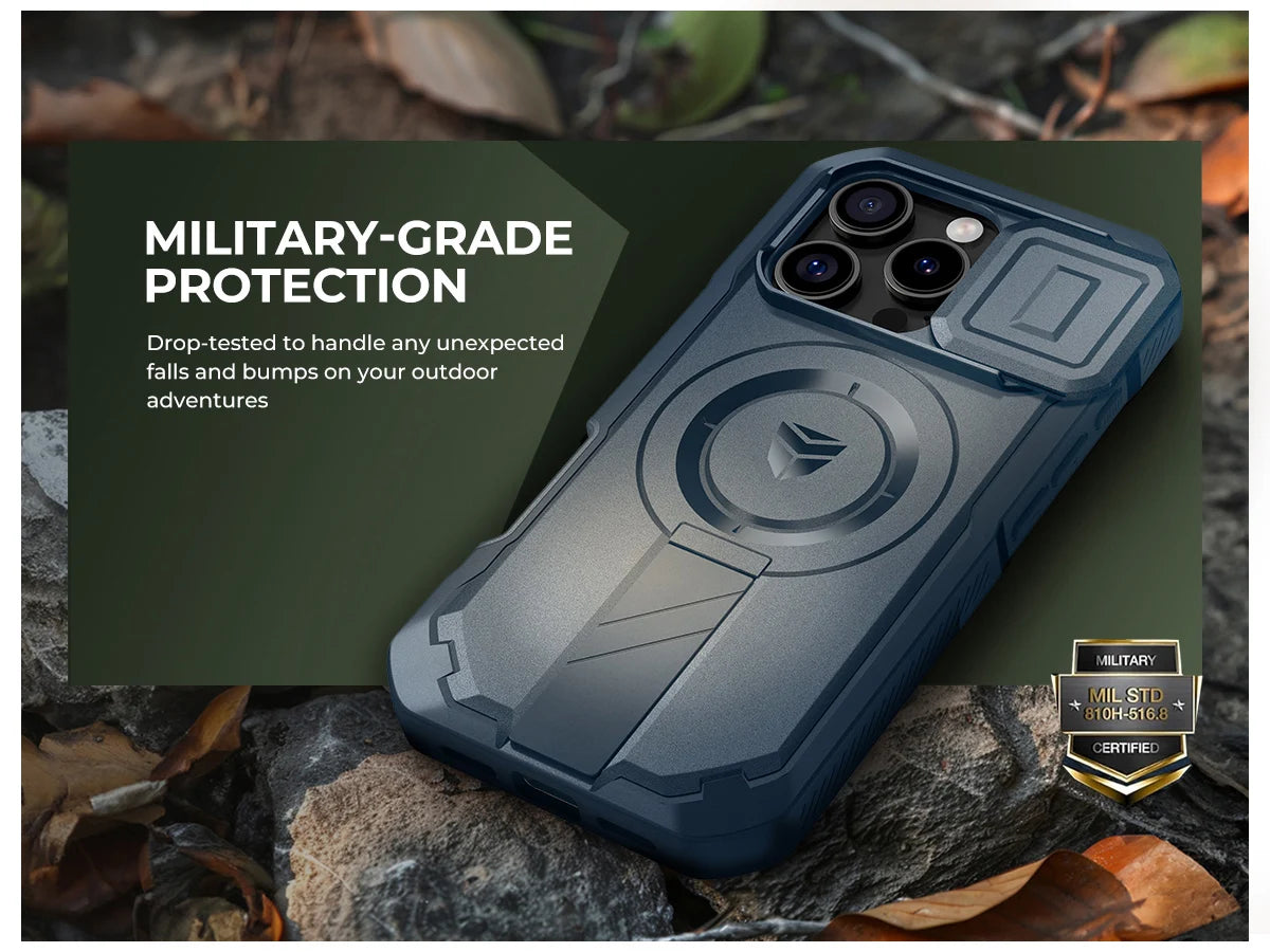 For iPhone 16 Case Kickstand Compatible with MagSafe Shockproof Bumper Cases with Slide Camera Cover  Built-in Screen Protector