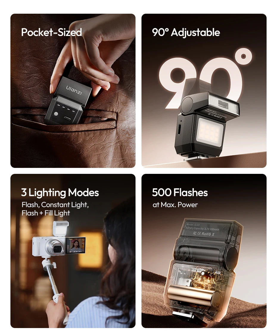 Original Ulanzi SL03 Firefly Mini Flip Flash Micro Single Camera Ricoh Compact Photography Constant Illumination Auxiliary Light