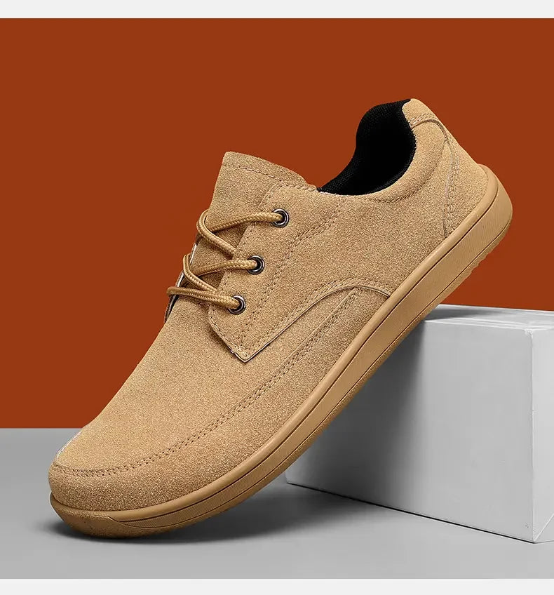 Men Suede Casual Wide Toe Shoes Beige Thick Soled Lace Up Walking Shoes Also Suitable for Designer Retro Style Denim Boot Sizes